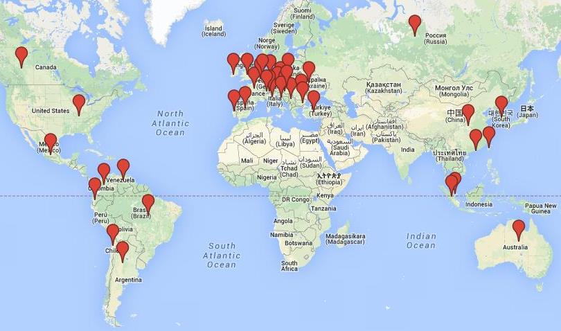 Map of countries we regularly work in